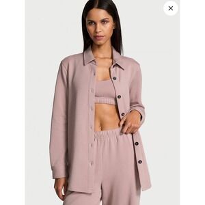 Victoria's Secret Button-Front Shacket Small Mauve Oversized Modal Blend Soft